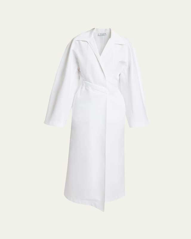 Long Wrap Poplin Shirtdress